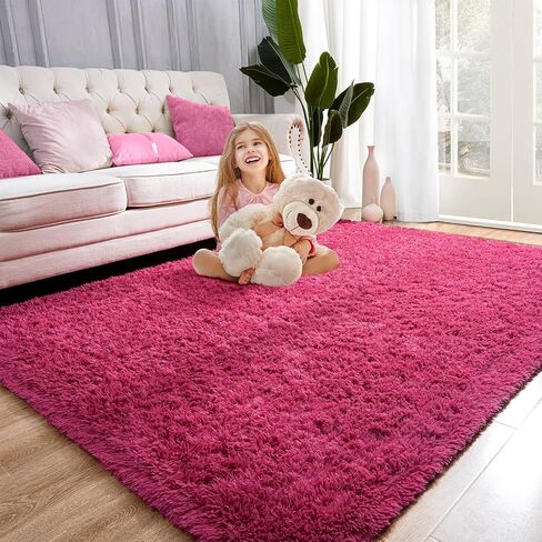 Przemy Dark Purple Area Rug for Bedroom, 4x6 Feet Fluffy Shaggy Rugs for Living Room, Super Soft Fuzzy Carpet Rug for Kids Girls Room Dorm Nursery Indoor Home Decor in Saudi Arabia