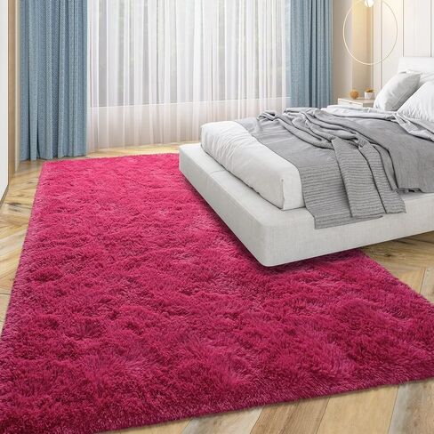 Przemy Dark Purple Area Rug for Bedroom, 4x6 Feet Fluffy Shaggy Rugs for Living Room, Super Soft Fuzzy Carpet Rug for Kids Girls Room Dorm Nursery Indoor Home Decor in Saudi Arabia