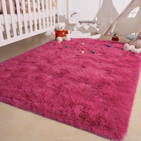 Przemy Dark Purple Area Rug for Bedroom, 4x6 Feet Fluffy Shaggy Rugs for Living Room, Super Soft Fuzzy Carpet Rug for Kids Girls Room Dorm Nursery Indoor Home Decor in Saudi Arabia