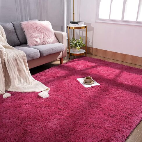 Przemy Dark Purple Area Rug for Bedroom, 4x6 Feet Fluffy Shaggy Rugs for Living Room, Super Soft Fuzzy Carpet Rug for Kids Girls Room Dorm Nursery Indoor Home Decor in Saudi Arabia