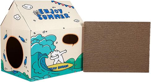 بيت القطط من الورق المقوى Pbed مع وسادة خدش، سرير للقطط، متجر كيتي برجر للقطط الداخلية/الخارجية، منزل لعب القطط وديكور المنزل، لعبة خدش القطط لعيد ميلاد القطط، مخبأ للأرنب والحيوانات الصغيرة in Kuwait