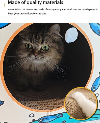 بيت القطط من الورق المقوى Pbed مع وسادة خدش، سرير للقطط، متجر كيتي برجر للقطط الداخلية/الخارجية، منزل لعب القطط وديكور المنزل، لعبة خدش القطط لعيد ميلاد القطط، مخبأ للأرنب والحيوانات الصغيرة in Kuwait