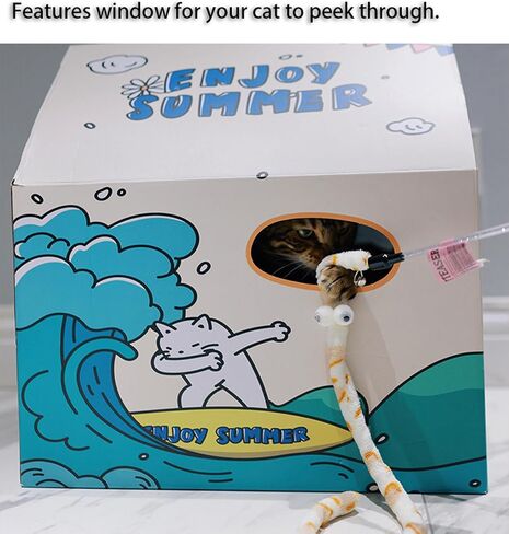 بيت القطط من الورق المقوى Pbed مع وسادة خدش، سرير للقطط، متجر كيتي برجر للقطط الداخلية/الخارجية، منزل لعب القطط وديكور المنزل، لعبة خدش القطط لعيد ميلاد القطط، مخبأ للأرنب والحيوانات الصغيرة in Kuwait