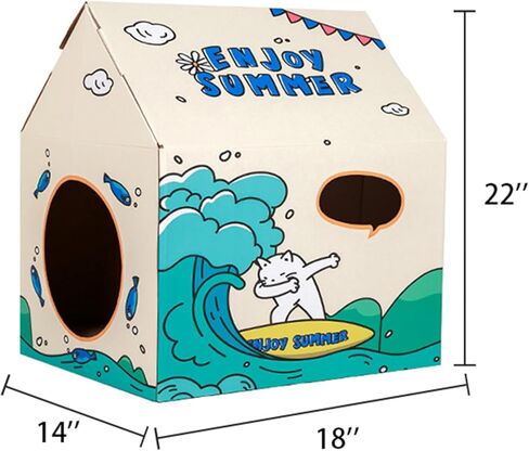 بيت القطط من الورق المقوى Pbed مع وسادة خدش، سرير للقطط، متجر كيتي برجر للقطط الداخلية/الخارجية، منزل لعب القطط وديكور المنزل، لعبة خدش القطط لعيد ميلاد القطط، مخبأ للأرنب والحيوانات الصغيرة in Kuwait
