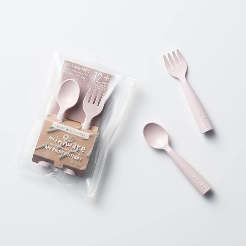 Miniware My First Cutlery Set with Training Spoon and Fork for Baby Toddler Kids – Promotes Self Feeding | Modern and Durable Design | Dishwasher Safe (Vanilla) in Kuwait