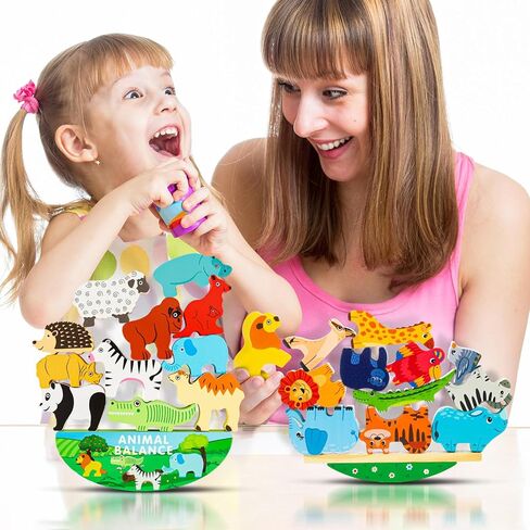 25 قطعة من مكعبات الحيوانات الخشبية من يو سبيدي، ألعاب التراص للأطفال الصغار، مكعبات بناء حديقة الحيوان اللطيفة، مجموعة ألعاب التوازن من مونتيسوري، ألعاب تعليمية لمرحلة ما قبل المدرسة من أجل 3-6 هدايا للأولاد والبنات in Kuwait