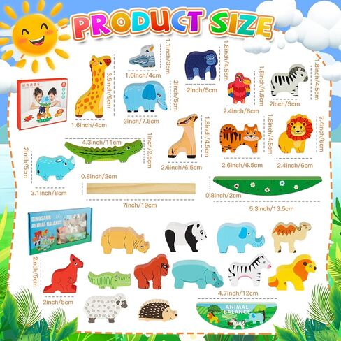 25 قطعة من مكعبات الحيوانات الخشبية من يو سبيدي، ألعاب التراص للأطفال الصغار، مكعبات بناء حديقة الحيوان اللطيفة، مجموعة ألعاب التوازن من مونتيسوري، ألعاب تعليمية لمرحلة ما قبل المدرسة من أجل 3-6 هدايا للأولاد والبنات in Kuwait