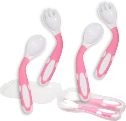 Bendable Baby and Toddler forks and spoons Utensils Silverware Set for Kids, 2 Sets (Blue/Blue) – Gum Friendly 2 Toddler Spoons and 2 Forks Self Feeding and Infant Baby Training and toddler silverware in Saudi Arabia