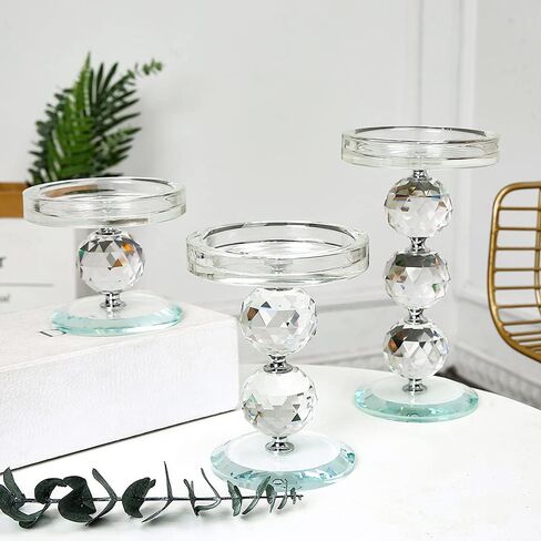 حامل شمعدان زجاجي شفاف حامل شمعدان كريستالي مكون من 3 قطع مركزية مثالية لحفلات الزفاف وأعياد الميلاد والعطلات in Kuwait
