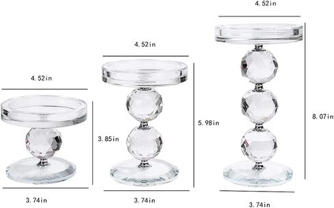 حامل شمعدان زجاجي شفاف حامل شمعدان كريستالي مكون من 3 قطع مركزية مثالية لحفلات الزفاف وأعياد الميلاد والعطلات in Kuwait