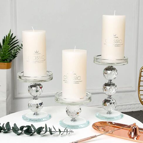 حامل شمعدان زجاجي شفاف حامل شمعدان كريستالي مكون من 3 قطع مركزية مثالية لحفلات الزفاف وأعياد الميلاد والعطلات in Kuwait