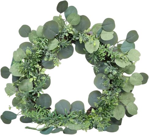 12 "إكليل الأوكالبتوس المختلط ترتيب الخضرة التقليدية والرمزية لديكور الزفاف الباب الأمامي نافذة الجدار مزرعة عيد الميلاد مهرجان الشرفة فناء حديقة الديكور in Kuwait