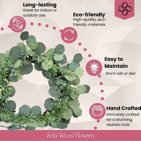 12 "إكليل الأوكالبتوس المختلط ترتيب الخضرة التقليدية والرمزية لديكور الزفاف الباب الأمامي نافذة الجدار مزرعة عيد الميلاد مهرجان الشرفة فناء حديقة الديكور in Kuwait