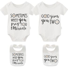 YSCULBUTOL Baby Twins girl Bodysuits Sometimes When You Pray for a Miracle God Gives You 2Pcs boy Clothes