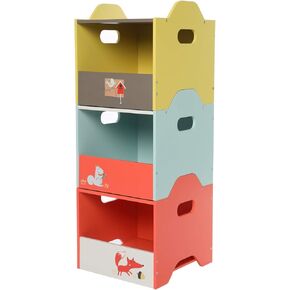 لابيبي - صناديق تخزين، صندوق مكعبات تخزين خشبية للألعاب، منظم تخزين وتخزين لعب الأطفال للأعمار من 1-5 سنوات، 3 صناديق تخزين مكعبة مفيدة وقابلة للتكديس، حاوية صندوق ألعاب كهدية عيد ميلاد - ثعلب in Kuwait