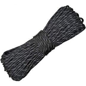 حبل باراكورد/مظلة 550 رطل من Woltechz - 100 قدم 100% نايلون Mil-Spec النوع III حبل باراكورد 10 حبلا رائع للأساور والأسهم التكتيكية للبقاء على قيد الحياة والتخييم والمشي لمسافات طويلة، وربطات عنق (أسود) in Kuwait