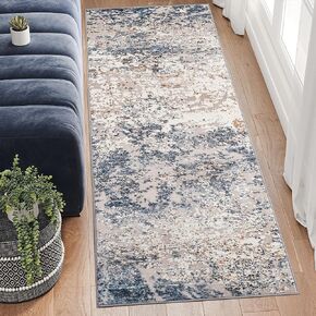 Art&Tuft Washable Rug, Anti-Slip Backing Abstract 8x10 Area Rugs, Stain Resistant Rugs for Living Room, Foldable Machine Washable Area Rug (TPR18-Blue, 8'x10') in Kuwait