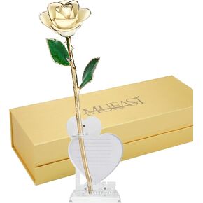 MUEAST 24K Gold Rose Birthday Mother's Day Valentine's Day for Mom Daughter Wife Girlfriend Sister Gold Dipped Rose Gifts (Black Rose with Stand) in Kuwait