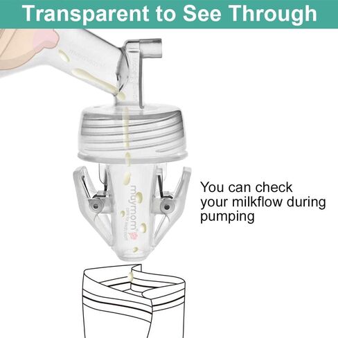 Maymom Breastmilk Storage Bag Adapters Compatible with Avent, Spectra S1, S2 Pumps with Wide Mouth Flange; Clear BPA Free Material; Boiling Water Safe; Do Not Use Microwave or Steamer Bag to Sanitize in Saudi Arabia