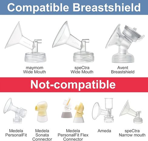 Maymom Breastmilk Storage Bag Adapters Compatible with Avent, Spectra S1, S2 Pumps with Wide Mouth Flange; Clear BPA Free Material; Boiling Water Safe; Do Not Use Microwave or Steamer Bag to Sanitize in Saudi Arabia