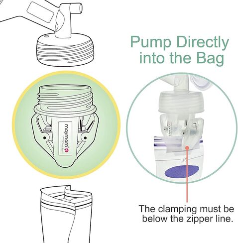 Maymom Breastmilk Storage Bag Adapters Compatible with Avent, Spectra S1, S2 Pumps with Wide Mouth Flange; Clear BPA Free Material; Boiling Water Safe; Do Not Use Microwave or Steamer Bag to Sanitize in Saudi Arabia