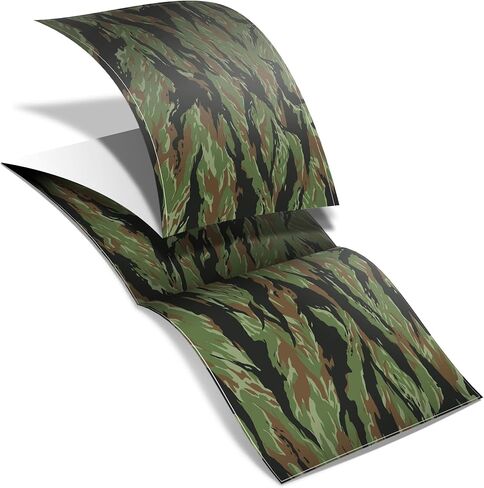 GunSkins Gear Skin - ملاءة واحدة من الفينيل الفاخر مقاس 8 × 50 بوصة - مجموعة عالمية سهلة التركيب - لمسة نهائية غير لامعة مقاومة للماء وغير عاكسة بنسبة 100% - صنع في الولايات المتحدة الأمريكية - شريط نمر فيتنام GS in Saudi Arabia