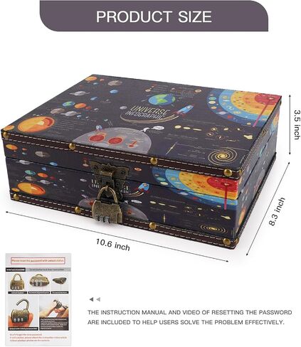 WANLIAN Wood and Leather Treasure Chest with Lid and Lock-Decorative Jewelry Keepsake Storage Box for Kids, Teenagers,for Birthday Wedding，Christmas Day in Saudi Arabia