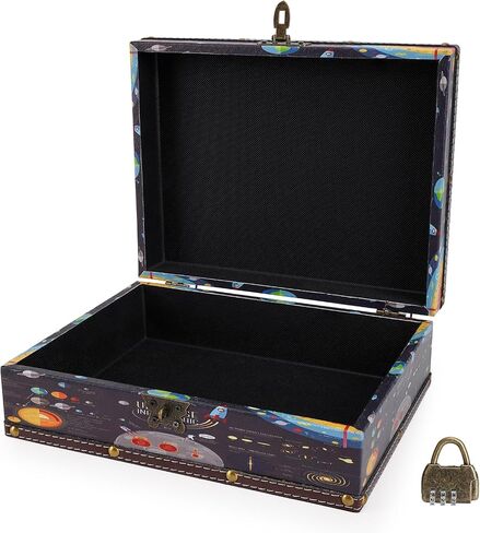 WANLIAN Wood and Leather Treasure Chest with Lid and Lock-Decorative Jewelry Keepsake Storage Box for Kids, Teenagers,for Birthday Wedding，Christmas Day in Saudi Arabia