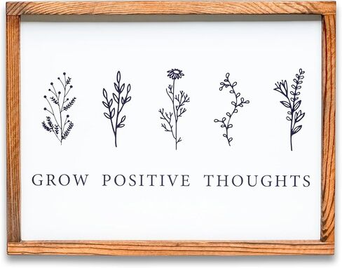 Framed Grow Positive Thoughts Prints Inspirational Wall Art & Decor Boho Home Office Decorations (Black Framed, 11’’x14’’) in Kuwait