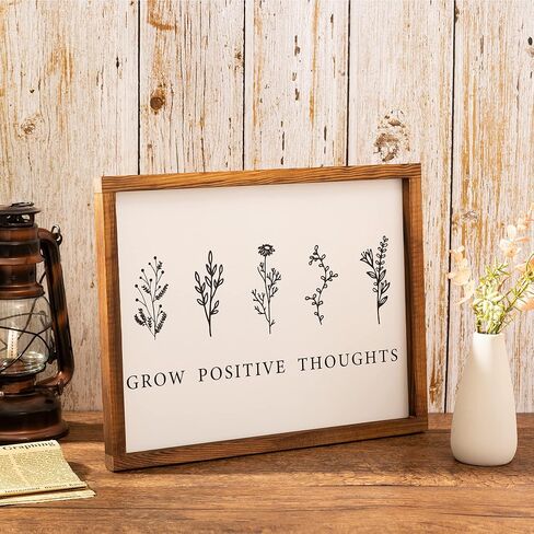 Framed Grow Positive Thoughts Prints Inspirational Wall Art & Decor Boho Home Office Decorations (Black Framed, 11’’x14’’) in Kuwait