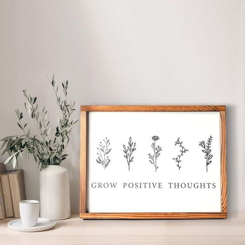 Framed Grow Positive Thoughts Prints Inspirational Wall Art & Decor Boho Home Office Decorations (Black Framed, 11’’x14’’) in Kuwait