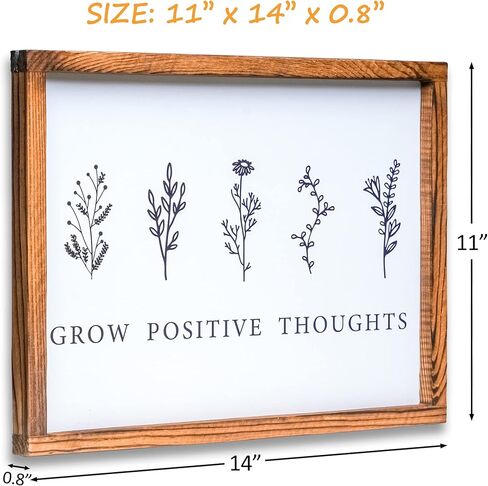 Framed Grow Positive Thoughts Prints Inspirational Wall Art & Decor Boho Home Office Decorations (Black Framed, 11’’x14’’) in Kuwait