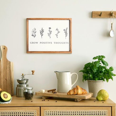 Framed Grow Positive Thoughts Prints Inspirational Wall Art & Decor Boho Home Office Decorations (Black Framed, 11’’x14’’) in Kuwait