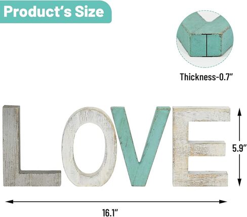 لافتة منزلية من الخشب الريفي Y&ME، ديكور حائط منزلي لغرفة المعيشة، حروف خشبية قائمة بذاتها، لافتات منزلية مزخرفة لديكور المدخل 16.5 × 5.9 بوصة، متعددة الألوان in Kuwait