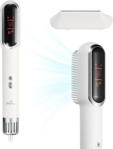 مجفف شعر الحيوانات الأليفة المحمول عالي السرعة من iPettie مع مشط ومكثف من الفولاذ المقاوم للصدأ، 3 إعدادات للحرارة و3 إعدادات لتدفق الهواء، مجفف شعر أيوني أقل ضوضاء للكلاب، مجفف شعر للكلاب، مجفف للقطط للسفر المنزلي in Kuwait