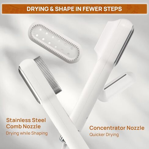 مجفف شعر الحيوانات الأليفة المحمول عالي السرعة من iPettie مع مشط ومكثف من الفولاذ المقاوم للصدأ، 3 إعدادات للحرارة و3 إعدادات لتدفق الهواء، مجفف شعر أيوني أقل ضوضاء للكلاب، مجفف شعر للكلاب، مجفف للقطط للسفر المنزلي in Kuwait