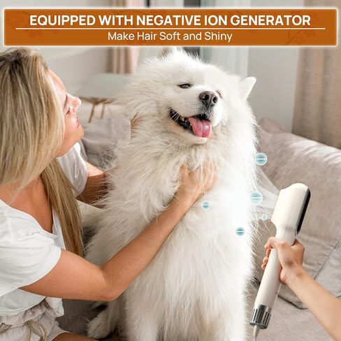 مجفف شعر الحيوانات الأليفة المحمول عالي السرعة من iPettie مع مشط ومكثف من الفولاذ المقاوم للصدأ، 3 إعدادات للحرارة و3 إعدادات لتدفق الهواء، مجفف شعر أيوني أقل ضوضاء للكلاب، مجفف شعر للكلاب، مجفف للقطط للسفر المنزلي in Kuwait