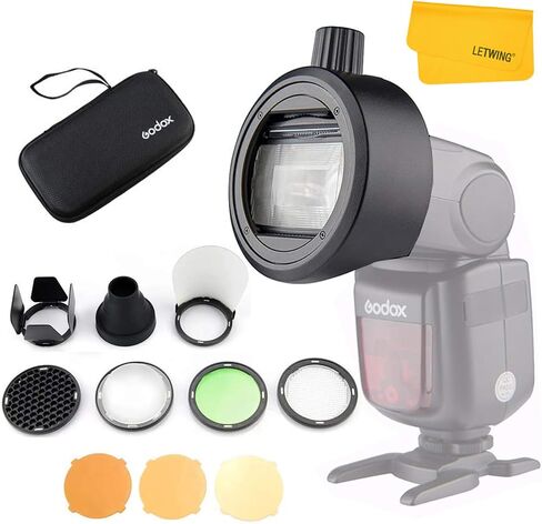 Godox AK-R1 Round Head Accessories with Godox S-R1 Flash Head Adapter for Godox V860II V860III V850III V850II TT685 TT685II TT600 TT560II TT520II, YONGNUO Speedlite, Canon Nikon Sony Speedlight in Saudi Arabia