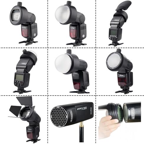 Godox AK-R1 Round Head Accessories with Godox S-R1 Flash Head Adapter for Godox V860II V860III V850III V850II TT685 TT685II TT600 TT560II TT520II, YONGNUO Speedlite, Canon Nikon Sony Speedlight in Saudi Arabia