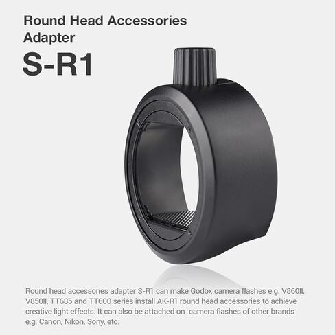 Godox AK-R1 Round Head Accessories with Godox S-R1 Flash Head Adapter for Godox V860II V860III V850III V850II TT685 TT685II TT600 TT560II TT520II, YONGNUO Speedlite, Canon Nikon Sony Speedlight in Saudi Arabia