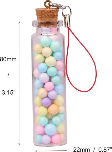 MaxMau Pack of 25,Small Glass Bottles with Cork Filled with Colorful Foam Ball, 20ml Glass Vials Tiny Jars with Twine and Strap for Wedding Party Decoration in Kuwait
