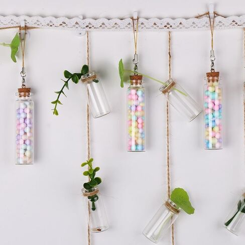 MaxMau Pack of 25,Small Glass Bottles with Cork Filled with Colorful Foam Ball, 20ml Glass Vials Tiny Jars with Twine and Strap for Wedding Party Decoration in Kuwait