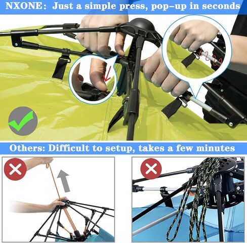 خيمة الشاطئ المنبثقة NXONE XL، مأوى فاخر لأشعة الشمس لـ 4 أشخاص، حماية من الأشعة فوق البنفسجية 50+، ظل شاطئ مقاوم للرياح، أرضية قابلة للتمديد مع 3 نوافذ تهوية بالإضافة إلى حقيبة حمل وأوتاد وخطوط رجالية in Kuwait