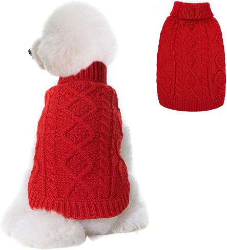 Dog Sweater - Classic Turtleneck Knitted Cable Knit Dog Jumper Coat, Warm Pet Winter Clothes Outfits for Pet Dogs Cats Puppy Kitty in Cold Season (Yellow, Medium) in Saudi Arabia