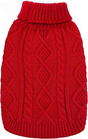 Dog Sweater - Classic Turtleneck Knitted Cable Knit Dog Jumper Coat, Warm Pet Winter Clothes Outfits for Pet Dogs Cats Puppy Kitty in Cold Season (Yellow, Medium) in Saudi Arabia