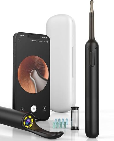 أداة إزالة شمع الأذن، منظف الأذن مع صندوق تخزين محمول، كاميرا أذن 300 وات بكسل 1080 بيكسل، مجموعة إزالة شمع الأذن مع 6 مصابيح LED، مغرفة أذن غير قابلة للفصل لاختيار آمن للأذن in Kuwait