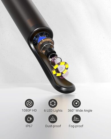 أداة إزالة شمع الأذن، منظف الأذن مع صندوق تخزين محمول، كاميرا أذن 300 وات بكسل 1080 بيكسل، مجموعة إزالة شمع الأذن مع 6 مصابيح LED، مغرفة أذن غير قابلة للفصل لاختيار آمن للأذن in Kuwait