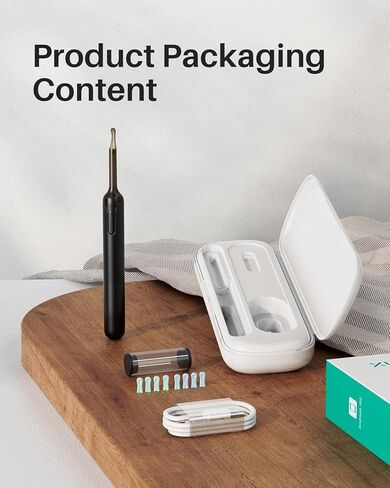 أداة إزالة شمع الأذن، منظف الأذن مع صندوق تخزين محمول، كاميرا أذن 300 وات بكسل 1080 بيكسل، مجموعة إزالة شمع الأذن مع 6 مصابيح LED، مغرفة أذن غير قابلة للفصل لاختيار آمن للأذن in Kuwait