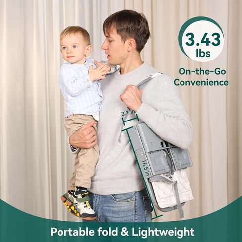 Portable Baby Booster Seat for Kitchen Chair, BABELIO Easy Folding Baby Dining Chair with Adjustable Tray, Travel Booster Baby Chair for Indoor and Outdoor, Suited for Babies Aged 6-36 Months in Saudi Arabia