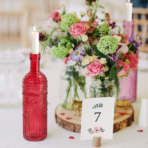 Vintage Vase Decorative Glass Vases, Embossed Colored Glass Bottles,Large Wine Bottle Size,Set of 3 with Cork Lid-Flower Bud Vases, Garden Decor, Suncatchers,Bottle Trees(Warm) in Saudi Arabia